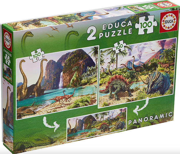 2 Rompecabezas de 100 Pzas Educa - Dino World