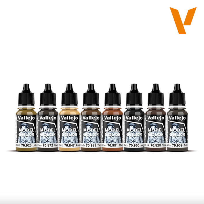 Pintura Acrílica - Vallejo Model Color Set de Pinturas 70.182 - Wood & Leather (8 pz de 18ml)