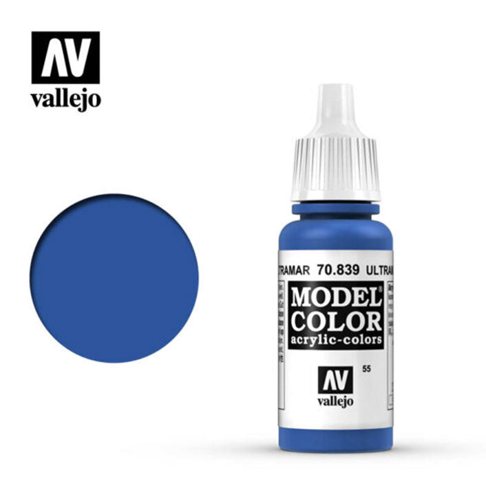 Pintura Acrílica - Vallejo Model Color 70.839 (Ultramarine) - Azul Ultramar 18ml