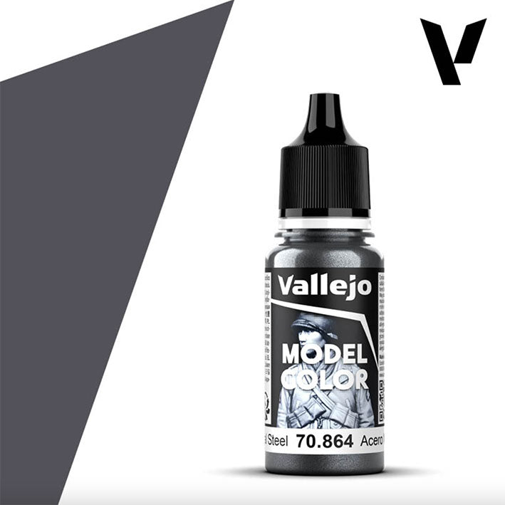 Pintura Acrílica - Vallejo Model Color 70.864 (Natural Steel) - Acero Natural 18ml
