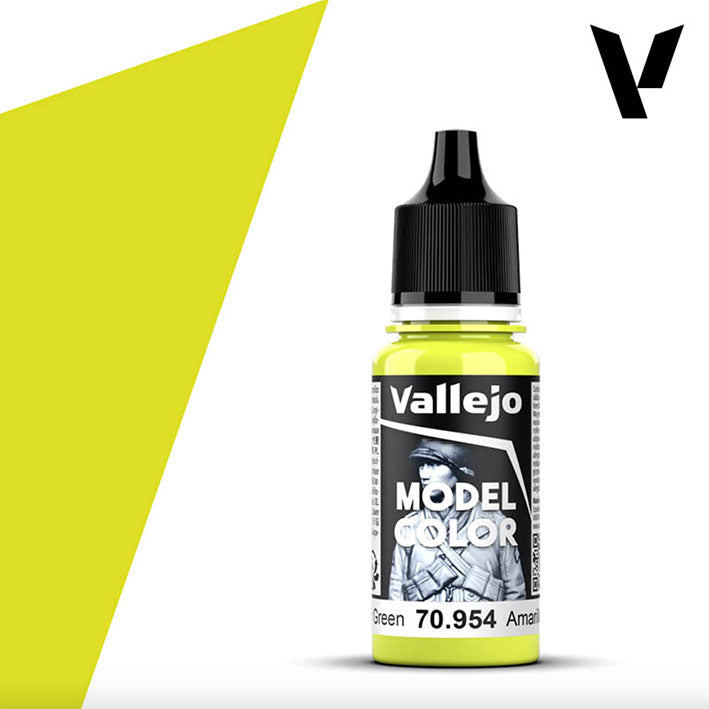 Pintura Acrílica - Vallejo Model Color 70.954 (Yellow Green) - Amarillo Verde 18ml