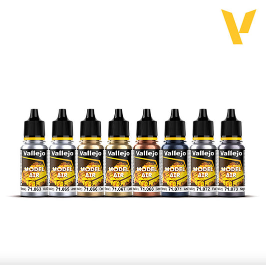 Pintura Acrílica - Vallejo Model Air Set de Pinturas 71.176 - Colores Metálicos (8 pz de 18ml)