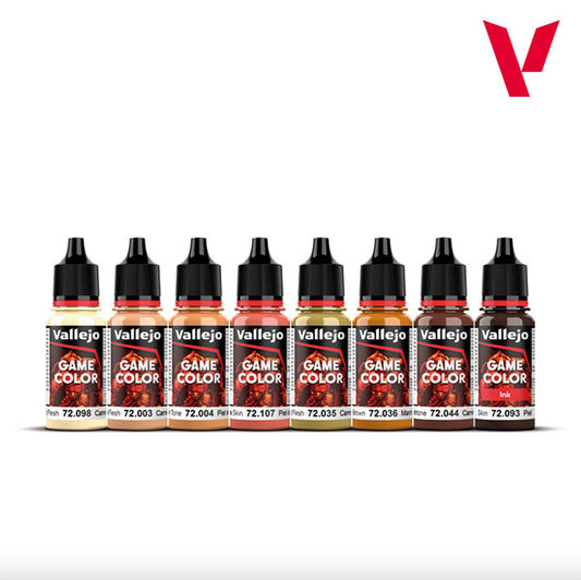 Pintura Acrílica - Vallejo Game Color Set de Pinturas 72.187 - Skin Tones Set - Set de Tonos Piel (8 pz de 18ml)