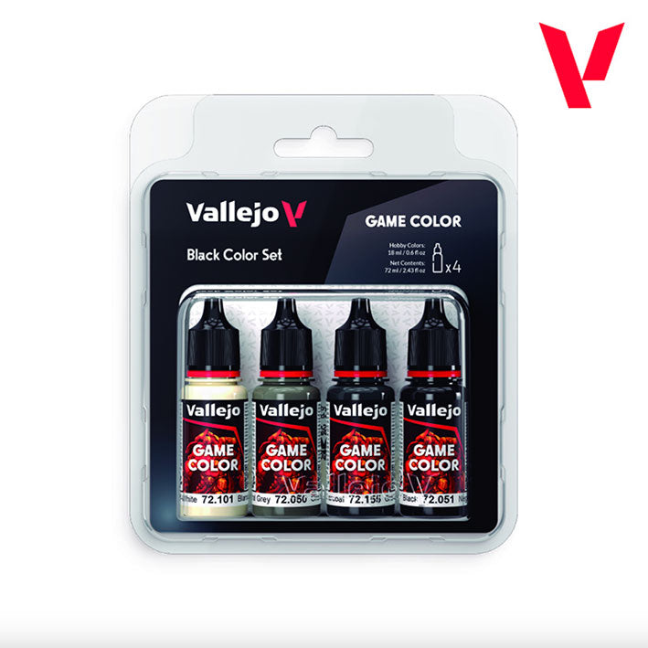 Pintura Acrílica - Vallejo Game Color Set de Pinturas 72.393 - Black Color Set - Negro (4 pz de 18ml)