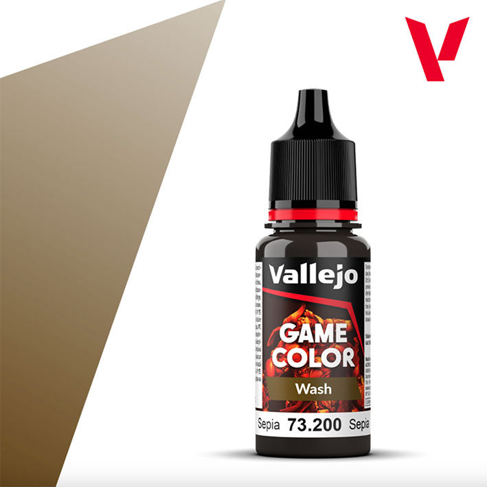 Vallejo Game Color - Wash Acrílico (Base Agua) - Lavado Sepia 73.200 (Sepia) 18ml