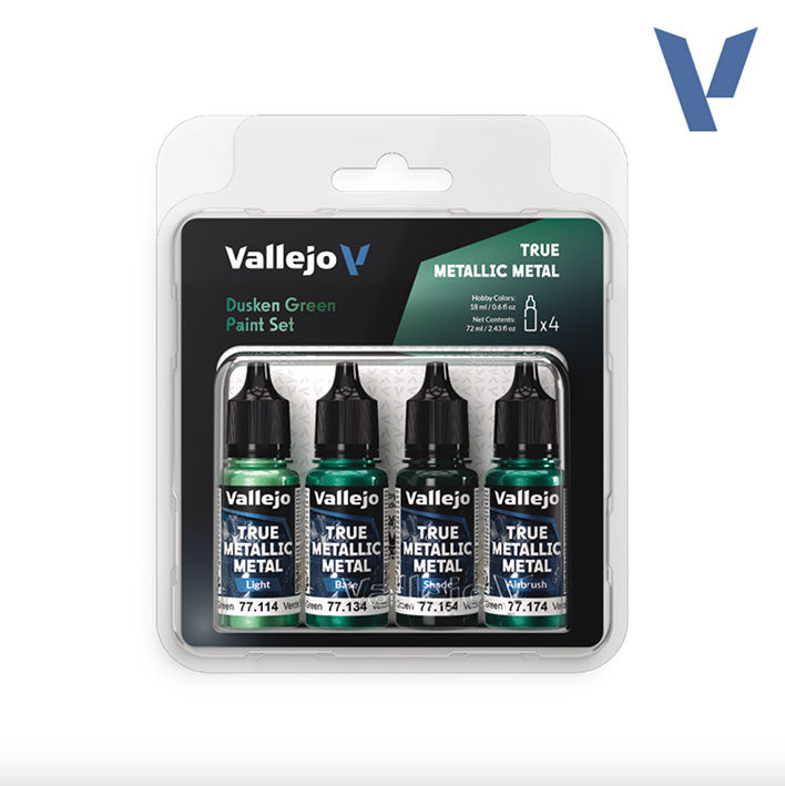 Pintura Acrílica - Vallejo True Metallic Metal Set de Pinturas 77.257 - Dark Green Set - Set Verde Sombrío (4 pz de 18ml)