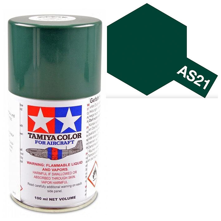 Pintura Aerosol Laca - Tamiya AS21 (Dark Green 2 IJN) - Verde Oscuro 2 de la Armada Imperial Japonesa 100ml