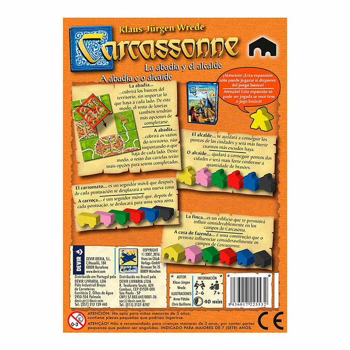 EXPANSIÓN Juego CARCASSONNE Marca DEVIR: La Abadia y el Alcalde