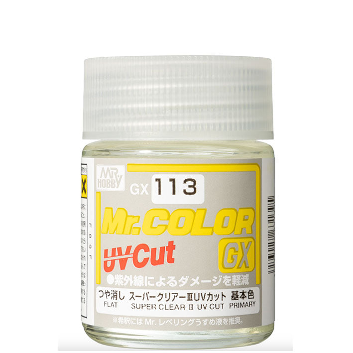 Barniz Laca - Mr. Color GX UV cut - GX113 Super Clear (Flat) - Barniz Transparente Mate 18ml