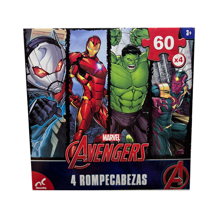 ROMPECABEZAS 4 EN 1 DE 60 PIEZAS C/U NOVELTY: Avengers