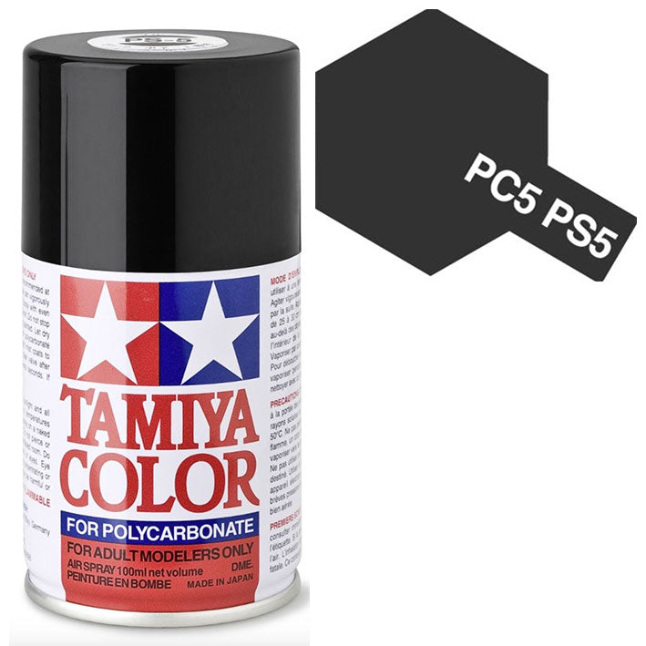 Pintura Aerosol Para Policarbonato - Tamiya PS5 (Black) - Negro 100ml