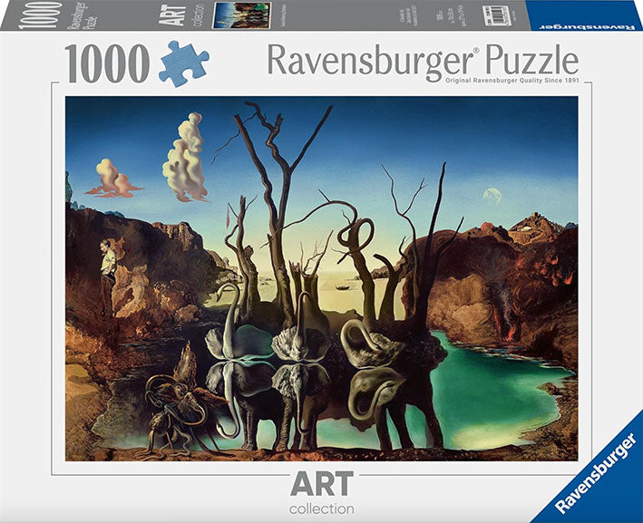 Rompecabezas de 1000 Piezas Ravensburger - Dali: Cisnes que se Reflejan como Elefantes