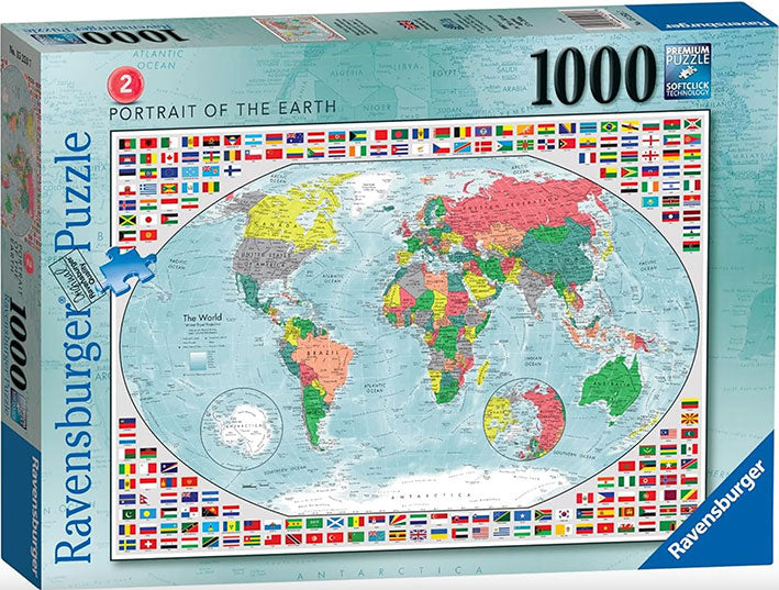 Rompecabezas de 1000 Piezas - Ravensburger: Mapa Mundial Retrato de la Tierra