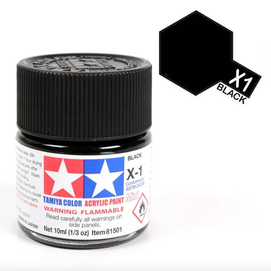 Pintura Acrílica - Tamiya X1 (Gloss Black) - Negro Brillante 23ml / 10 ml