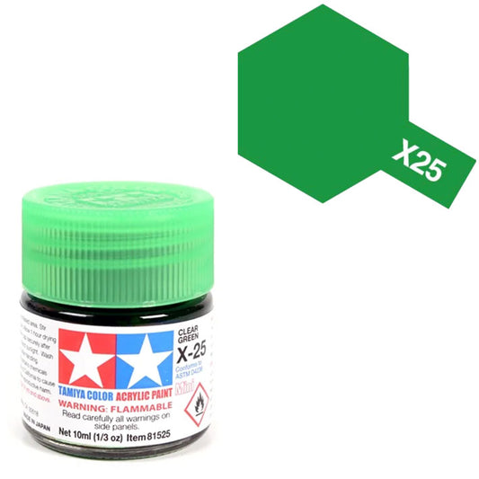 Pintura Acrílica - Tamiya X25 (Clear Green) - Verde Traslúcido 23ml / 10 ml
