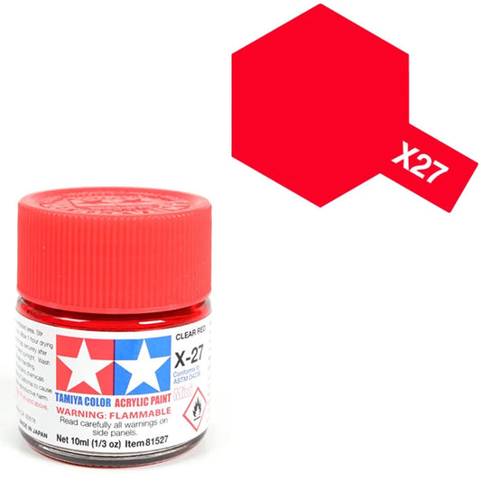 Pintura Acrílica - Tamiya X27 (Clear Red) - Rojo Traslúcido 23ml / 10 ml