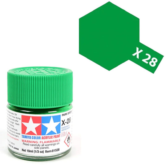 Pintura Acrílica - Tamiya X28 (Park Green) - Verde Parque Brillante 23ml / 10 ml