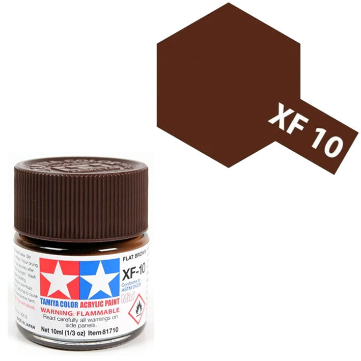 Pintura Acrílica - Tamiya XF10 (Flat Brown) - Café (Marrón) Mate 23ml / 10 ml
