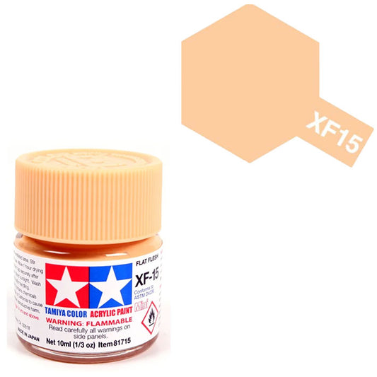 Pintura Acrílica - Tamiya XF15 (Flat Flesh) - Carne (Piel) Mate 23ml / 10 ml