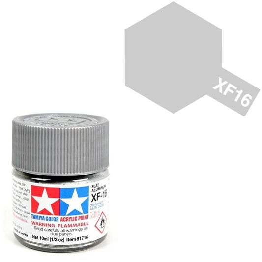 Pintura Acrílica - Tamiya XF16 (Flat Aluminium) - Aluminio Mate 23ml / 10 ml