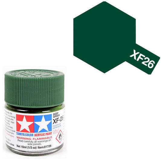Pintura Acrílica - Tamiya XF26 (Flat Deep Green) - Verde Intenso Mate 23ml / 10 ml