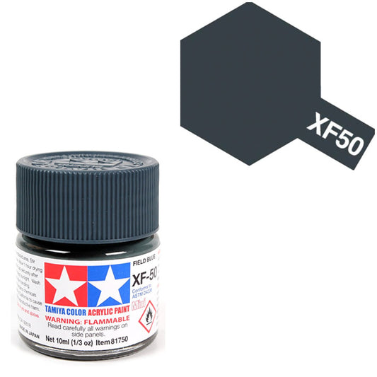 Pintura Acrílica - Tamiya XF50 (Flat Field Blue) - Azul Militar Mate 23ml / 10 ml