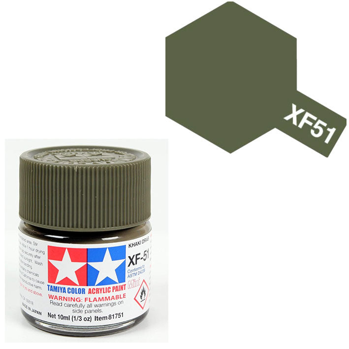 Pintura Acrílica - Tamiya XF51 (Flat Khaki Drab) - Caqui Drab Mate 23ml / 10 ml