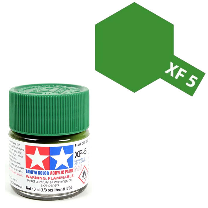 Pintura Acrílica - Tamiya XF5 (Flat Green) - Verde Mate 23ml / 10 ml