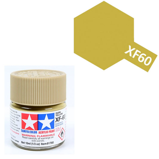 Pintura Acrílica - Tamiya XF60 (Flat Dark Yellow) - Amarillo Oscuro Mate 23ml / 10 ml