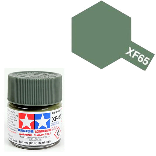Pintura Acrílica - Tamiya XF65 (Flat Field Grey) - Gris Campo Mate 23ml / 10 ml