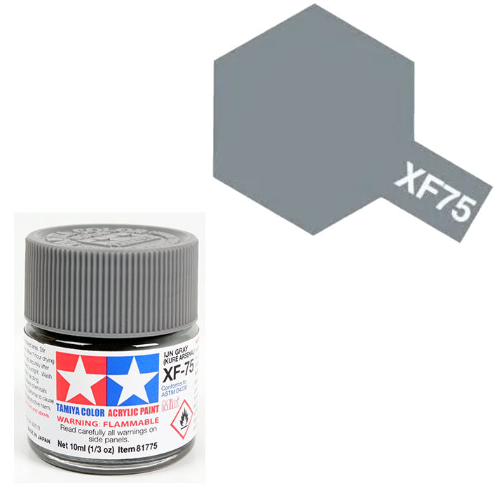 Pintura Acrílica - Tamiya XF75 (Flat IJN Grey / Kure Arsenal) - Gris Mate de la Armada Imperial Japonesa (Arsenal Naval de Kure) 10ml