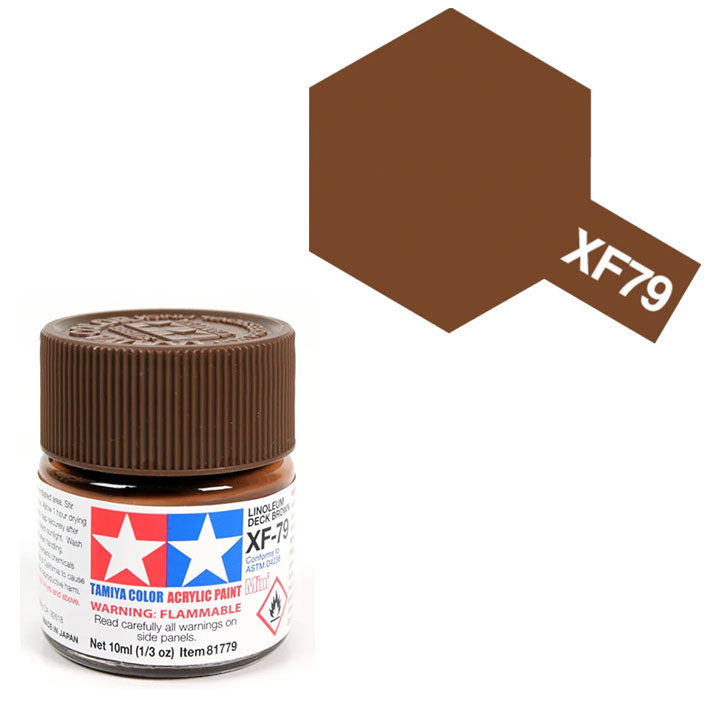 Pintura Acrílica - Tamiya XF79 (Flat Linoleum Deck Brown) - Marrón Cubierta Linoleum Mate 10ml