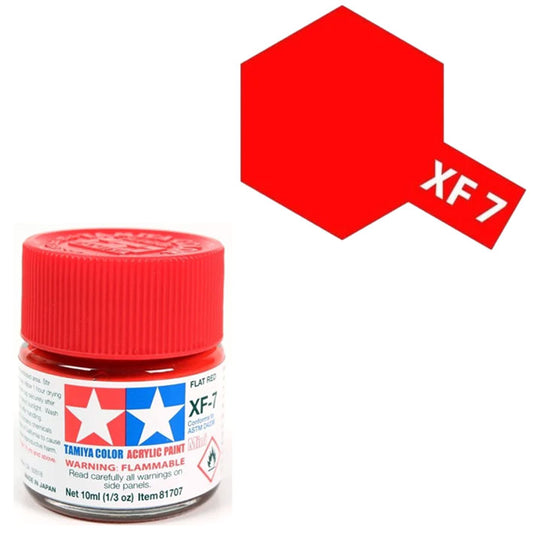 Pintura Acrílica - Tamiya XF7 (Flat Red) - Rojo Mate 23ml / 10 ml