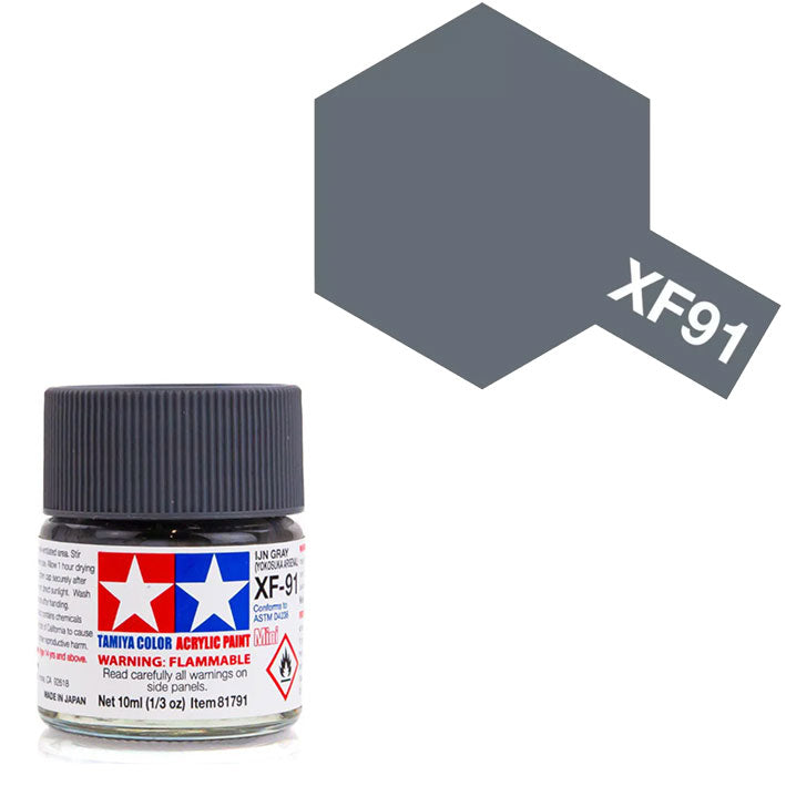 Pintura Acrílica - Tamiya XF91 (Flat IJN Grey / Yokosuka Arsenal) - Gris Mate de la Armada Imperial Japonesa (Arsenal Naval de Yokosuka) 10ml