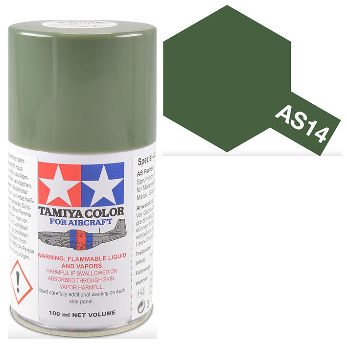 Pintura Aerosol Laca - Tamiya AS14 (Olive Green USAF) - USAF Verde Oliva 100ml