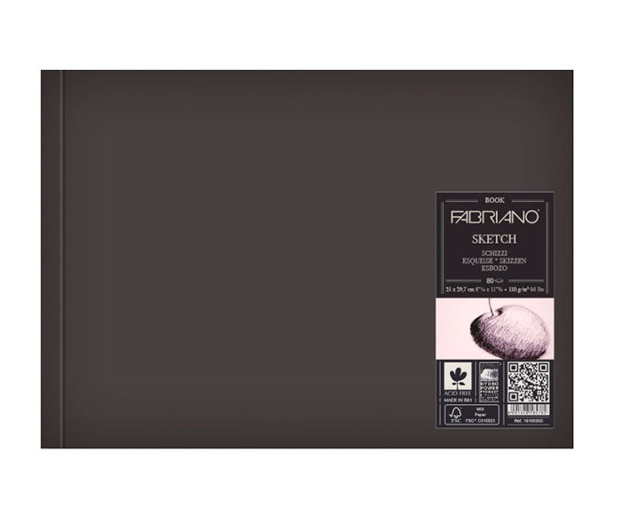 Block de Dibujo Sketch 21x29cm Landscape (Horizontal) - Fabriano - 80 hojas de 110 g/m2 Pasta Dura