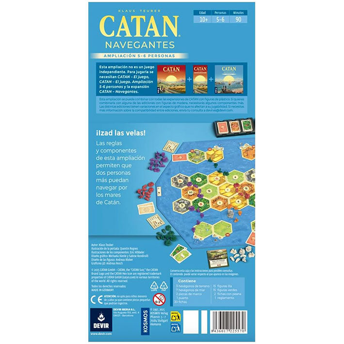 AMPLIACIÓN DE EXPANSIÓN JUEGO CATAN NAVEGANTES MARCA DEVIR: NAVEGANTES 5 - 6 JUGADORES
