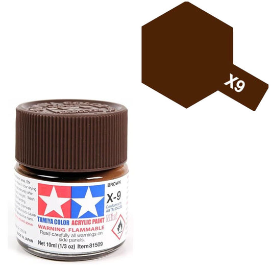 Pintura Acrílica - Tamiya X9 (Gloss Brown) - Café (Marrón) Brillante 23ml / 10 ml