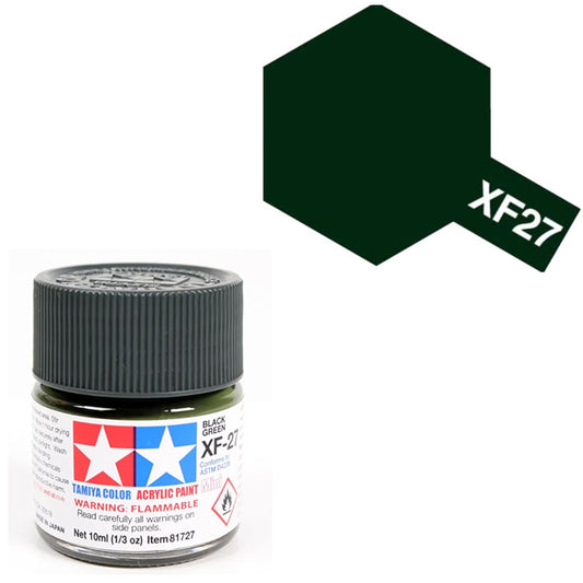 Pintura Acrílica - Tamiya XF27 (Flat Black Green) - Verde Negro Mate 23ml / 10 ml