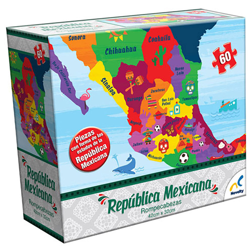 ROMPECABEZA 60 PIEZAS NOVELTY: REPUBLICA MEXICANA