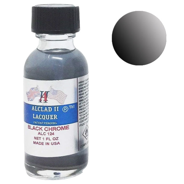 Pintura Laca para Aerógrafo - ALCLAD II 124 (Black Chrome) - Cromo Negro 30ml