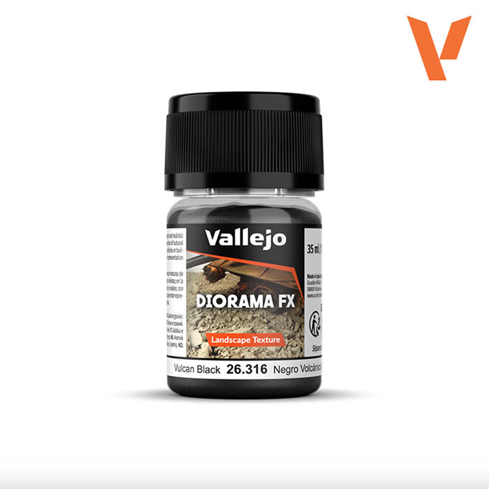 Texturas (Landscape Texture) - Vallejo Diorama FX (Vulcan Black) - Negro Volcánico (Varios Espesores Granos) - 50 g