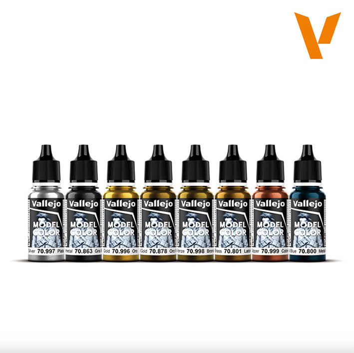 Pintura Acrílica - Vallejo Model Color Set de Pinturas 70.118 - Metallic Colors (8 pz de 18ml)