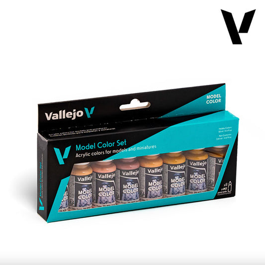 Pintura Acrílica - Vallejo Model Color Set de Pinturas 70.124 - Face & Skin Tones (8 pz de 18ml)