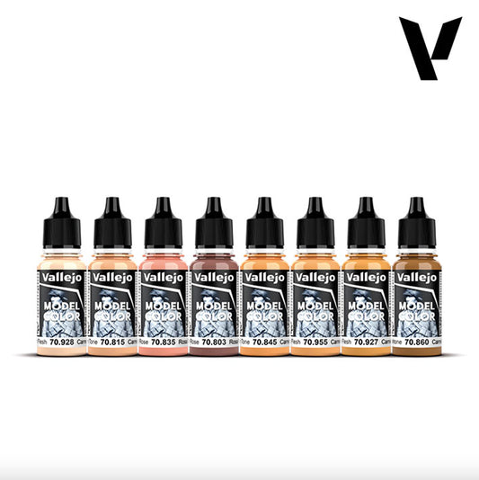 Pintura Acrílica - Vallejo Model Color Set de Pinturas 70.124 - Face & Skin Tones (8 pz de 18ml)