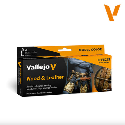 Pintura Acrílica - Vallejo Model Color Set de Pinturas 70.182 - Wood & Leather (8 pz de 18ml)