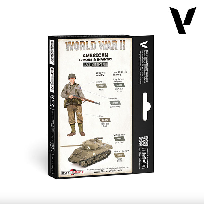 Pintura Acrílica - Vallejo Model Color Set de Pinturas 70.203 - WWII American Armour & Infantry (6 pz de 18ml)