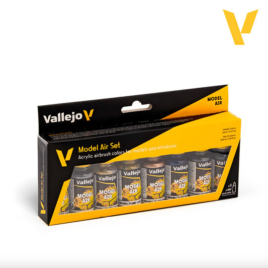 Pintura Acrílica - Vallejo Model Air Set de Pinturas 71.176 - Colores Metálicos (8 pz de 18ml)