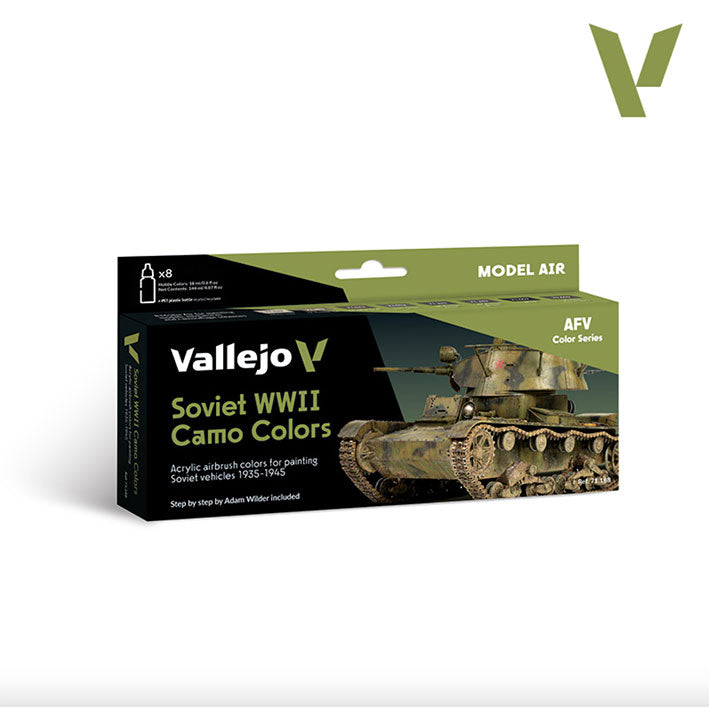 Pintura Acrílica - Vallejo Model Air Set de Pinturas 71.188 - Soviet WWII Camo Colors (8 pz de 18ml)
