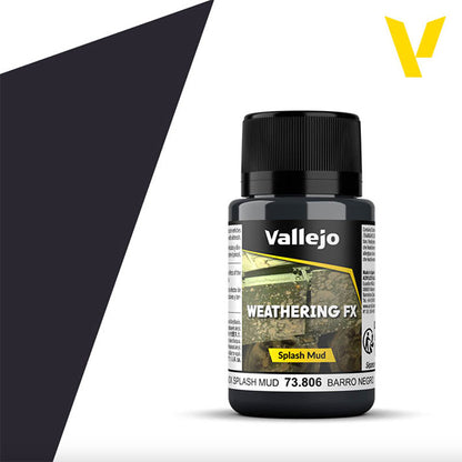 Efectos Base Agua - Vallejo Weathering FX 73.806 (Black Splash Mud) - Salpicaduras Barro Negro 40ml